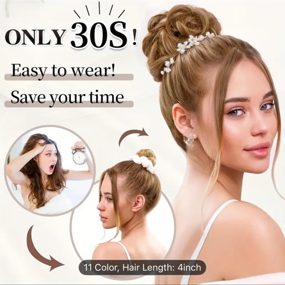 Elegant Red Auburn Elastic Hair Messy Bun Extension - Picture 6 of 8